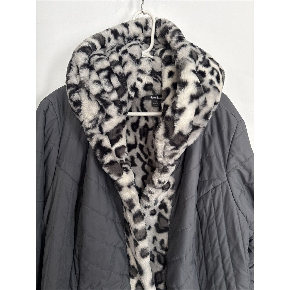 ?Vintage Dennis Basso Women's Plus Faux Fur Tiger Chinchilla Reversible Coat 3X - Picture 9 of 10
